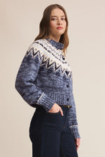 Z Supply North Sea Fairisle Cardigan - Blue Velvet Heather