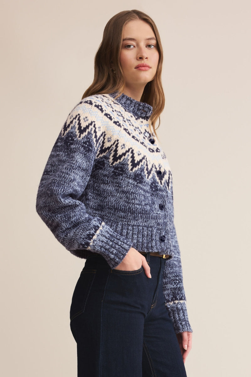 Z Supply North Sea Fairisle Cardigan - Blue Velvet Heather