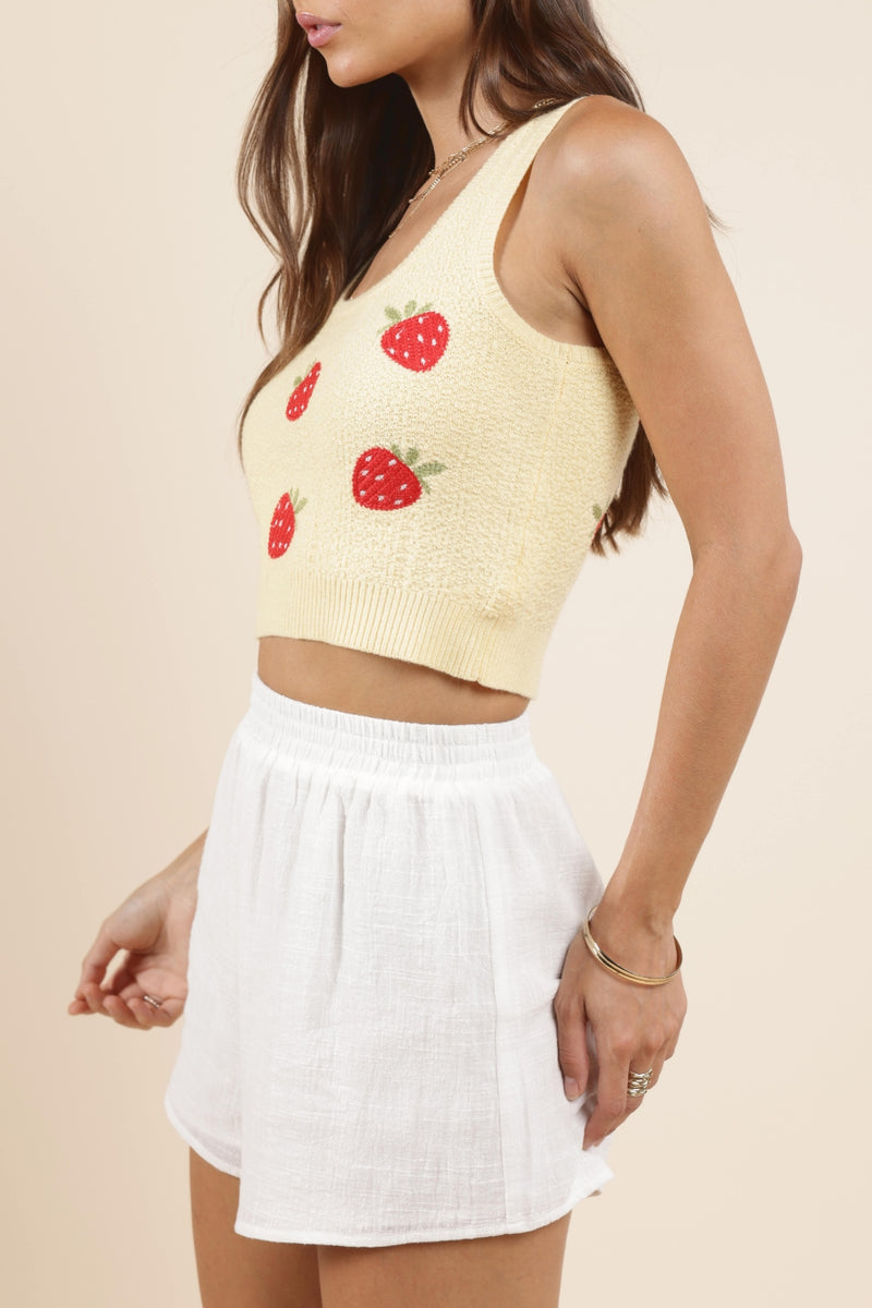 Berry Cake Embroidered Tank Lemon Strawberry