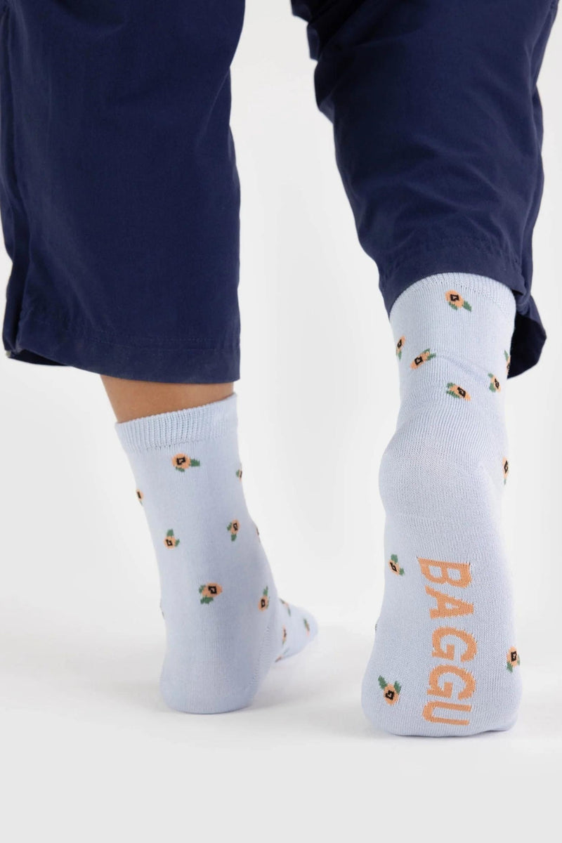 Baggu Crew Sock - Blue Rosette