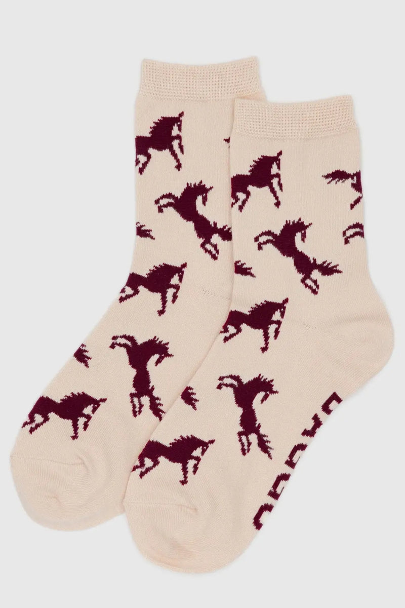 Baggu Crew Sock - Horses