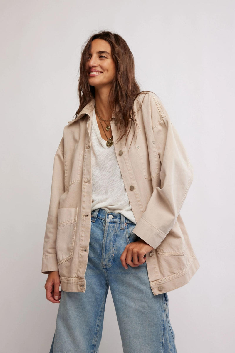 Free People Avery Denim Jacket Softest Sand