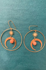 Brass Sand Sunstone Celestial Hoops