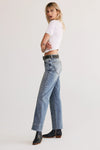 Free People Risk Taker Mid-Rise Straight Denim - Mantra