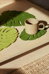 Graf Lantz Merino Wool Felt Large Monstera Leaf Trivet - Loden Green