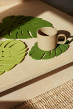Graf Lantz Merino Wool Felt Large Monstera Leaf Trivet - Loden Green
