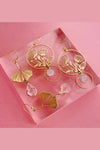 Ginkgo Earrings - Clear Crystal & Brass