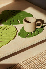 Graf Lantz Merino Wool Felt Medium Monstera Leaf Trivet - Pistachio