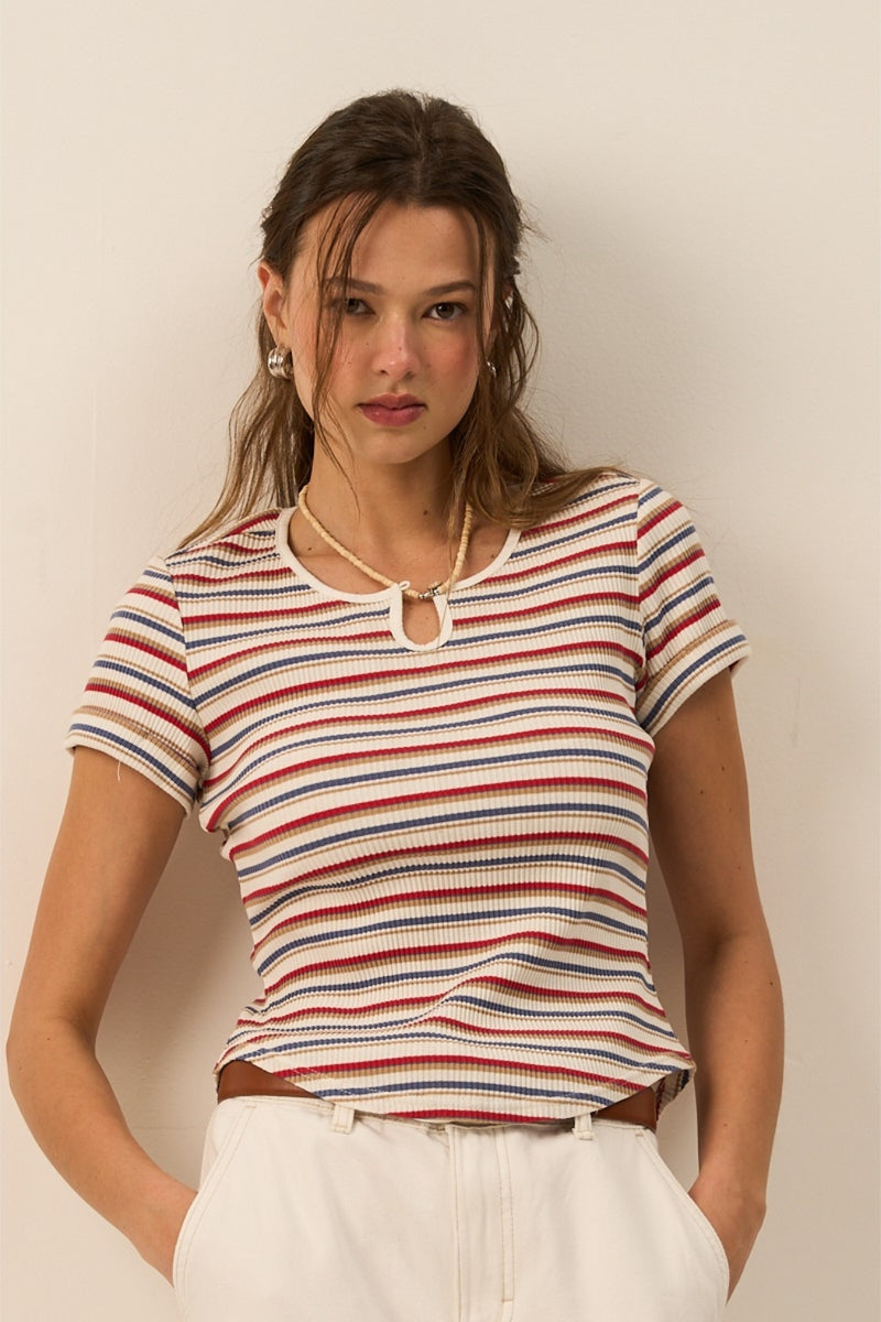 Lily Striped Knit Top - Red/Blue Combo