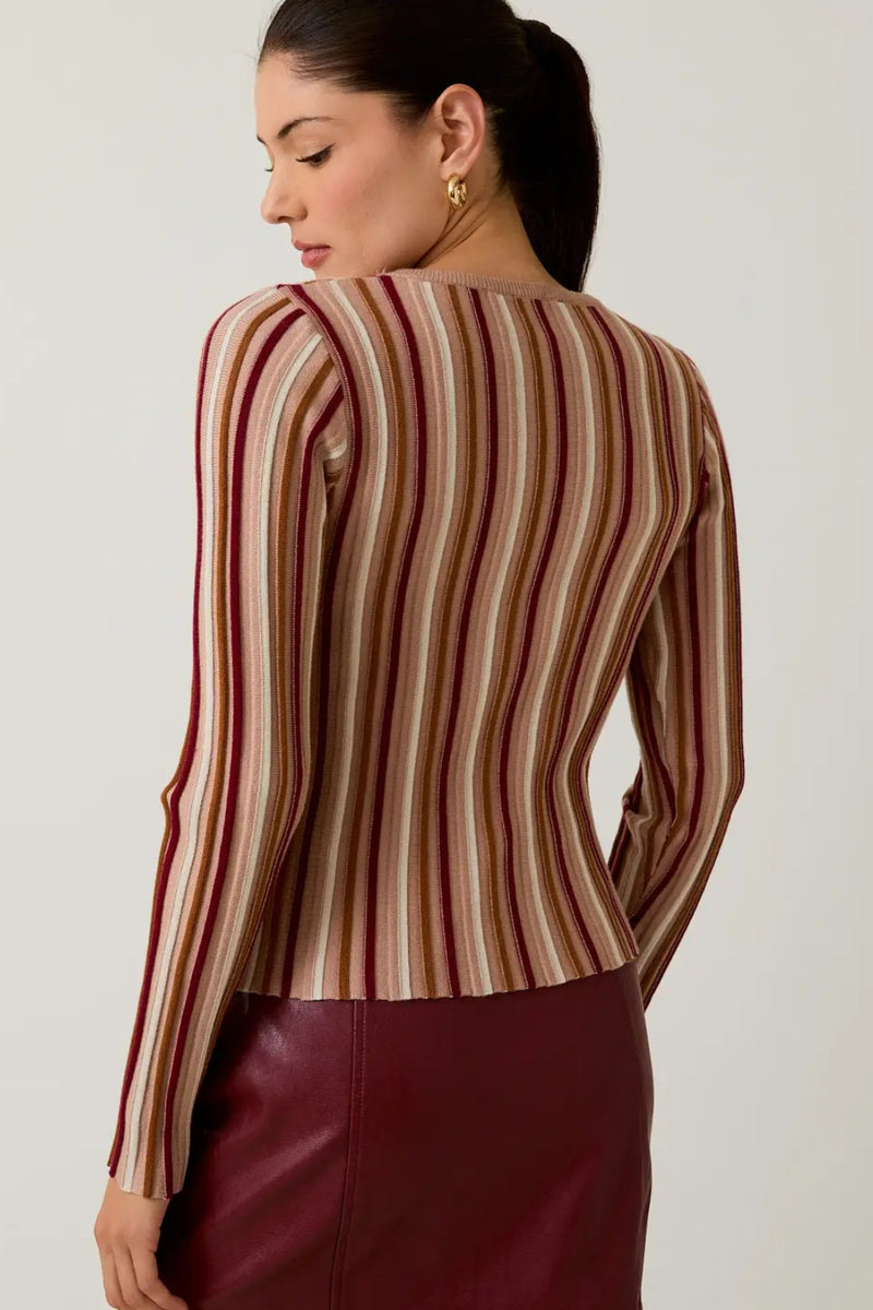 Vicki Vertical Striped Knit Top - Multi Stripe