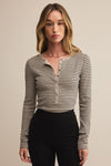 Z Supply Stella Stripe Henley - Heather Taupe