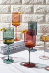 Colored Square Crystal Wine Glass