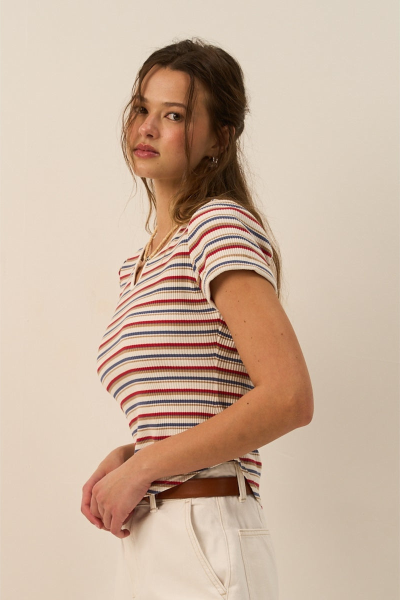Lily Striped Knit Top - Red/Blue Combo