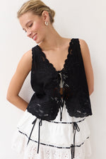 Flynn Embroidered Vest - Black