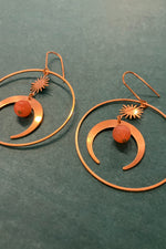 Brass Sand Sunstone Celestial Hoops