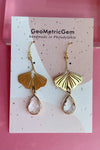 Ginkgo Earrings - Clear Crystal & Brass