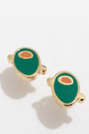 Larissa Loden Enamel Stud Earrings - Olive