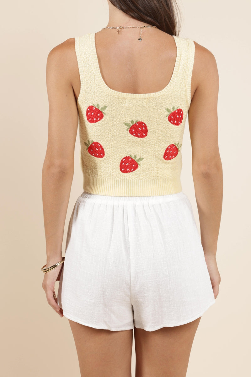 Berry Cake Embroidered Tank Lemon Strawberry