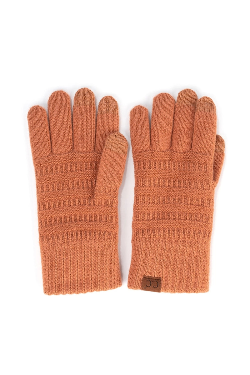 C.C Solid Ribbed Knit Glove - Sand Stone