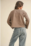 Janae Long Sleeve Top Taupe + Navy