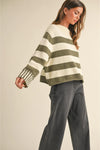 Tina Striped Sweater Olive + White