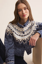 Z Supply North Sea Fairisle Cardigan - Blue Velvet Heather