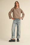 Janae Long Sleeve Top Taupe + Navy