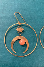 Brass Sand Sunstone Celestial Hoops