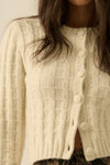 Corinne Cable Knit Cardigan - Cream