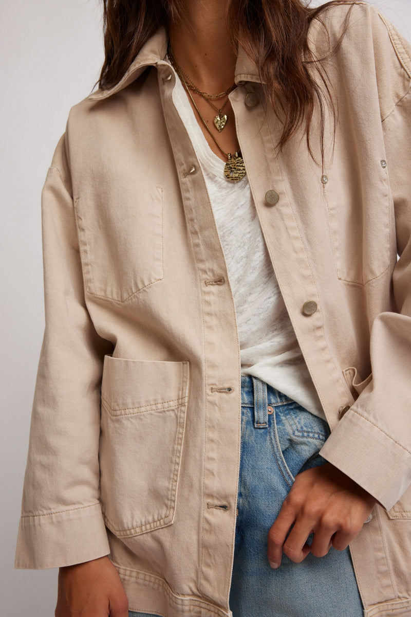 Free People Avery Denim Jacket Softest Sand