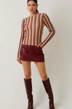 Vicki Vertical Striped Knit Top - Multi Stripe