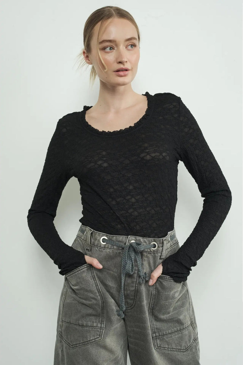 Maddie Top w/ Lace Detail - Black