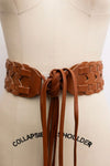 Wide Woven Faux Leather Waist Tie Up Belt