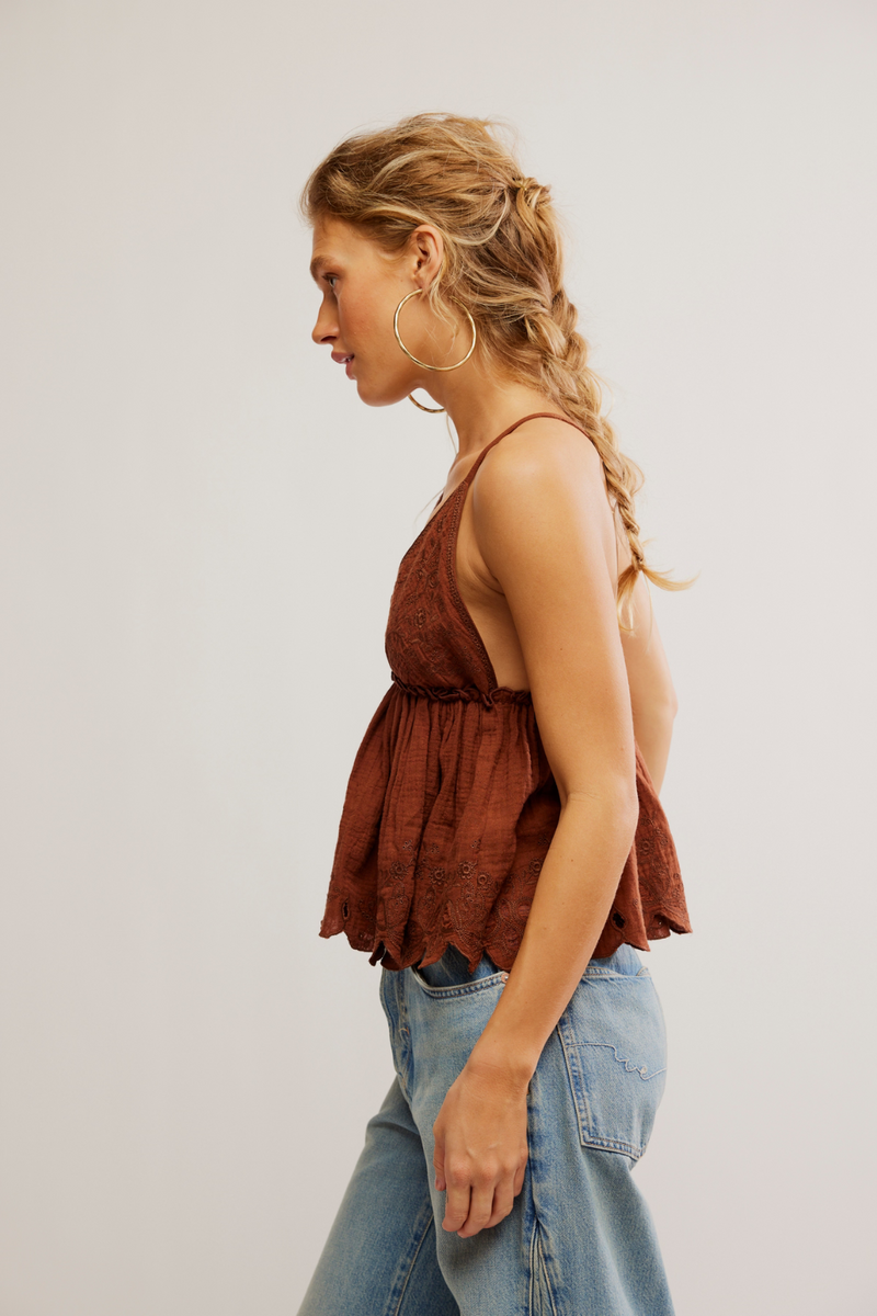 Free people Sunny Daze Cami Chocolate