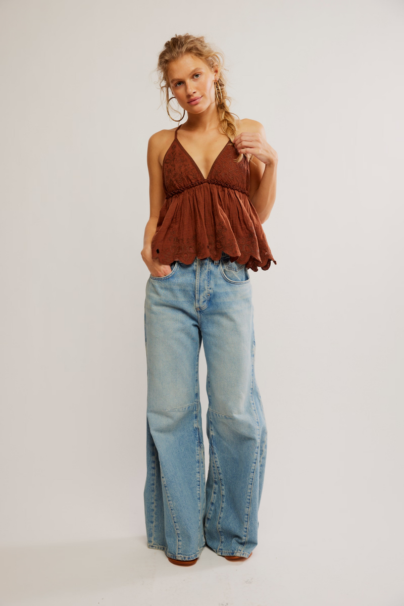 Free people Sunny Daze Cami Chocolate