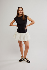 Enya Mini Dress Black + White Combo