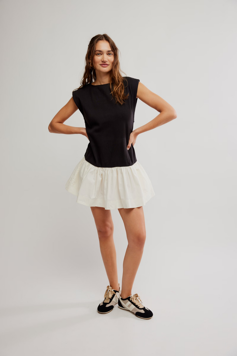 Enya Mini Dress Black + White Combo