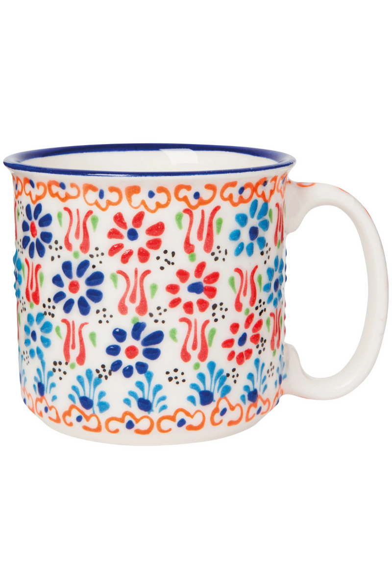 Hand-Painted Turkish Mug Evani White