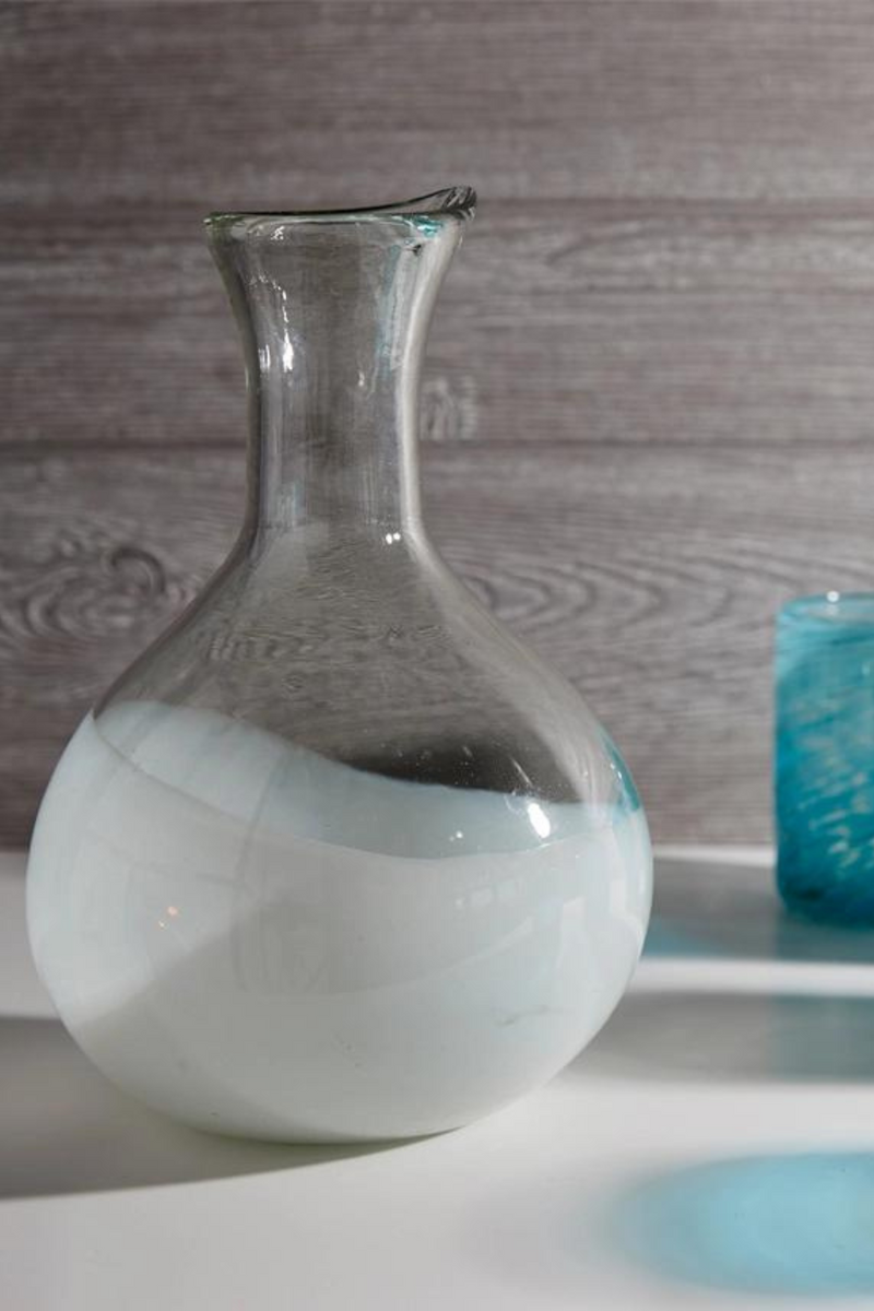 Handblown Glass Carafe - White Base