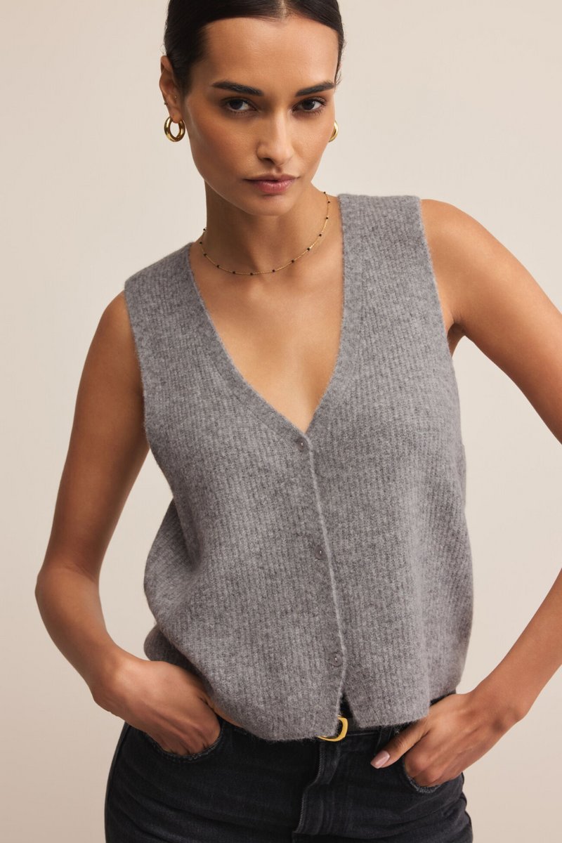 Z Supply Bryce Sweater Vest - Heather Grey
