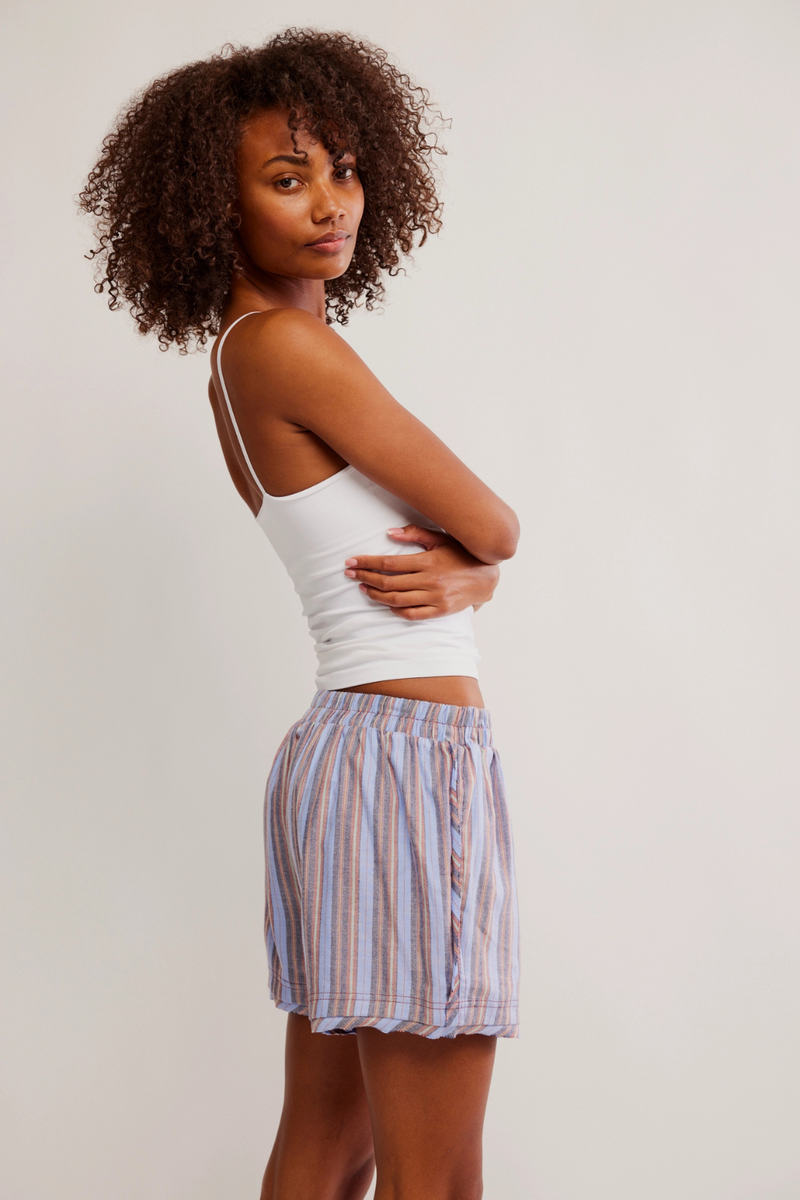 Free People Day to Day Flannel Boxer - Blue Combo