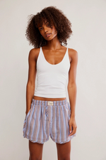 Free People Day to Day Flannel Boxer - Blue Combo