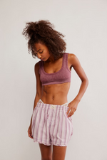 Free People Day to Day Flannel Boxer - Burgundy Combo