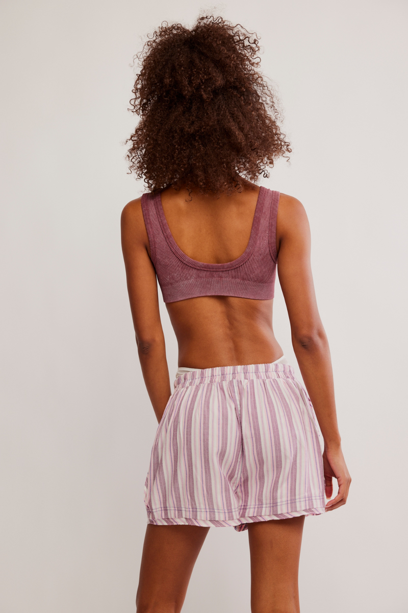 Free People Day to Day Flannel Boxer - Burgundy Combo