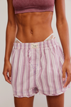 Free People Day to Day Flannel Boxer - Burgundy Combo