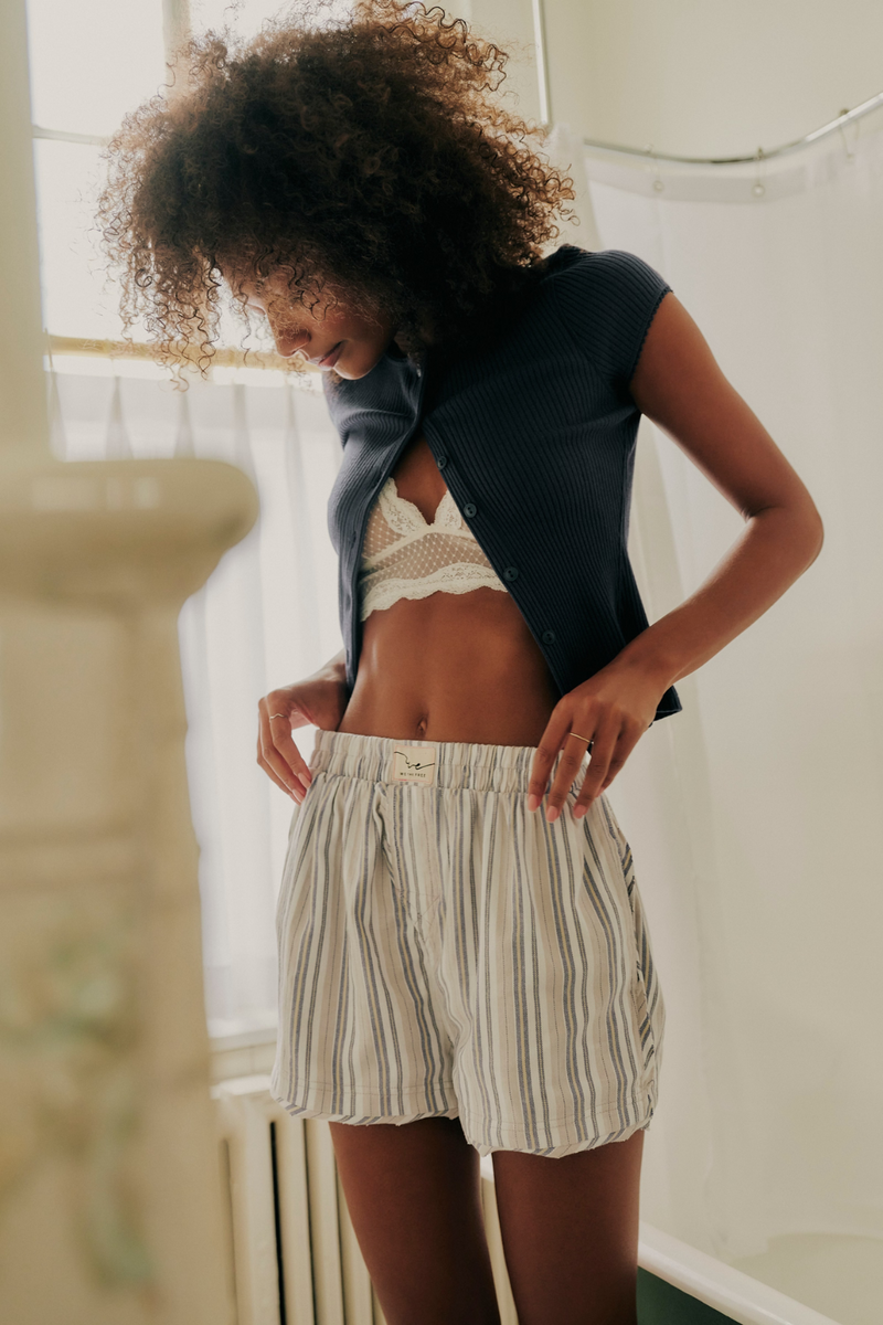 Free People Day to Day Flannel Boxer - Grey Combo