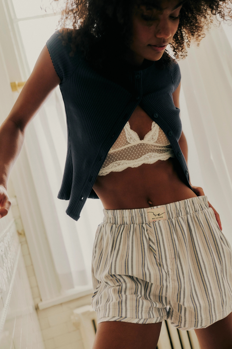 Free People Day to Day Flannel Boxer - Grey Combo