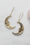 The Little Golden Moon Face Earrings