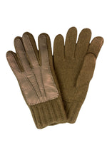 Wool/Cashmere Glove. Leather Back w/Ribbed Cuff