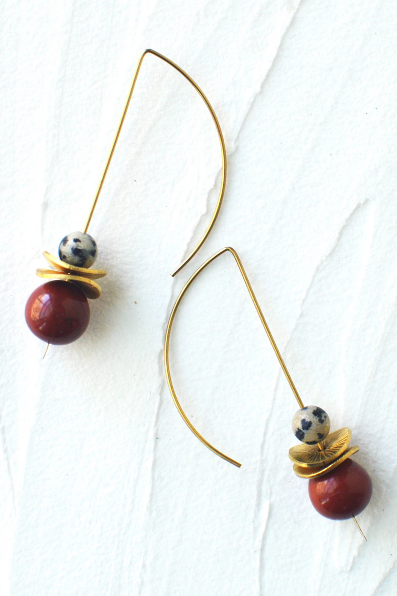 Bonita Drop Earrings Red Jasper